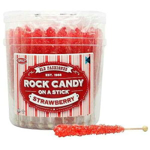 Extra Large Rock Candy Sticks: 36 Red Crystal Rock Candy Sticks - Strawberry - Individually Wrapped for Party Favors, Candy Buffet, Showers, Receptions, Old Fashioned Espeez Bulk Candy on a Stick