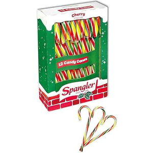 Spangler (1) Box Candy Canes - Cherry Flavored Multi-Color Stripes - 12 Individually Wrapped Pieces per Box - Holiday & Christmas Candy - Net Wt. 5.3 oz
