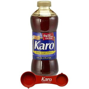 Karo _[NR[VbvA16 tʃIX{gAOet[AKaro vʃXv[t Karo Dark Corn Syrup, 16 Fluid Ounce Bottle, Gluten Free, with Karo Measuring Spoon