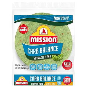 ~bV J[{ oX ق񑐃n[u geB[ bvA8 AYAPgA@ہAsgp Mission Foods Mission Carb Balance Spinach Herb Tortilla Wraps, 8 Count, Low Carb, Keto, High Fibe