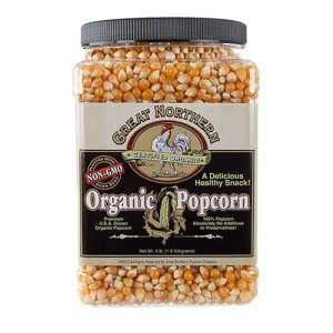 Organic Popcorn Kernels - 4lb Resealable Bulk Jug of Yellow Gourmet Popping Corn for Microwave, Stovetop, and Popper Machine by Great Northern Popcorn Great Northern Popcorn Company Organic Popcorn Kernels - 4lb Resealabl