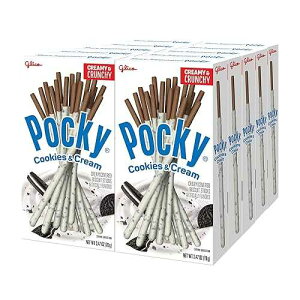 Pocky Cookies & Cream Biscuit Sticks - Creamy Cookies & Cream-Covered Crunchy Snack, Mess-Free and Perfect for Sharing - (Pack of 10) Pocky Cookies & Cream Biscuit Sticks Creamy Cookies & Cream-Covered Crunchy Snack