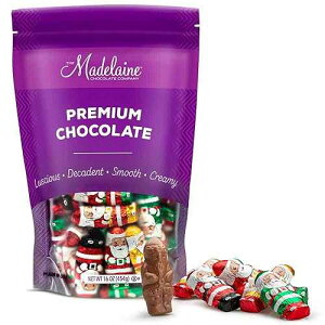 THE MADELAINE CHOCOLATE COMPANY Madelaine Premium Milk Chocolate Mini Santas Novelty Christmas Candy - Stocking Stuffers & Holiday Treats - Individually Wrapped - Contains One Pound