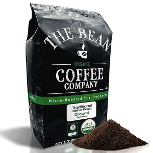 The Bean Coffee Company The Bean Organic Coffee Company Il Chicco (Traditional Italian Roast), Dark Roast, Ground Coffee, 5-Pound Bag,Cafe molido tostado organico
