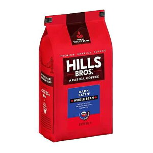 Hills Bros Dark Satin Whole Bean Coffee, Dark Roast - Arabica Coffee Beans Full-Bodied Dark Blend Coffee with Bold Flavor, Intensity and a Smooth Finish (24 Oz. Bag)