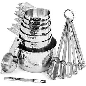 Hudson Essentials XeXX`[vʃJbvƃXv[Zbg (15 Zbg) Hudson Essentials Stainless Steel Measuring Cups and Spoons Set (15 Piece Set)