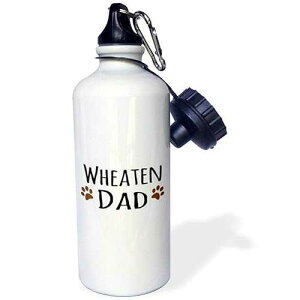 3dRose Wheaten Dog Dad-Soft Coated Wheaten Terrier-Doggie by breed-doggy lover owner brown paw prints Sports Water Bottle, 21 oz, White