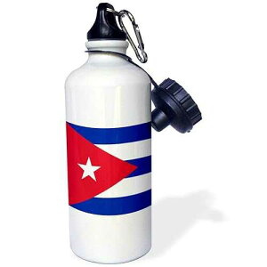 3dRose Flag of Cuba-Cuban Blue Stripes Red Triangle White Star-Caribbean Island Country World Flags Sports Water Bottle, 21 oz, White