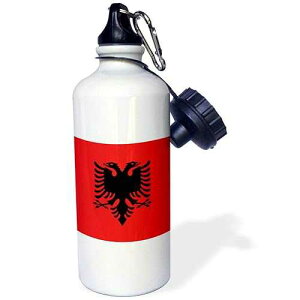 3dRose Flag of Albania-Albanian black double headed eagle on red-Balkans Eastern Europe European world Sports Water Bottle, 21 oz, White