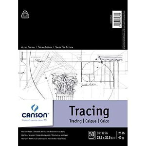 Canson t@f[V g[VOy[p[ pbh CNAMA}[J[pA܂dˁA25 |hA9 x 12 C`A50  Canson Foundation Tracing Paper Pad for Ink, Pencil and Markers, Fold Over, 25 Pound, 9 