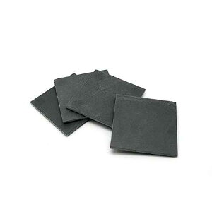 Creative Home Set of 4 Pieces Natural Slate 4 Inch Square Coaster with Straight Edge Full EVA Padded, 4" x 4" x 0.3" H