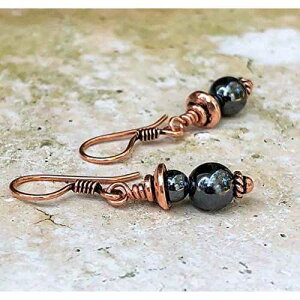 w}^CgtCOAȂւ7A11A22NLOMtgAWG[ Simple Graces Jewelry Copper Earrings with Hematite, 7th 11th 22nd Anniversary Gifts for Wife, Copper Jewelry