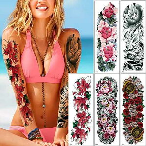 5 48x17cm rbO[W tA[ ^gD[ {fBXebJ[ ꎞIȉ Vi glaryyears 5 Sheets 48x17cm Big Large Full Arm Tattoo Body Sticker Temporary Flower New