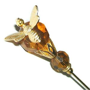 BEE HONEY Ao[ NX^ XeBbN nbg s O nbgs Be[W X^C S[h Plt Art Jewelry For You BEE HONEY AMBER CRYSTAL Stick Hat Pin Long Hatpin Vintage Style GOLD Plt