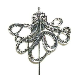 OCTOPUS XeBbN nbg s O nbgs Vo[ PLT X`[pN Be[W X^C Art Jewelry For You OCTOPUS Stick Hat Pin Long Hatpin Silver Plt Steampunk Vintage Style