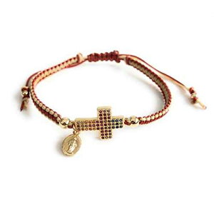 �����p�T�C�h�E�F�C�N���X���C���{�[�}�N�����u���X���b�g Sifrimania Sideways Cross Rainbow Macrame Bracelet for Women