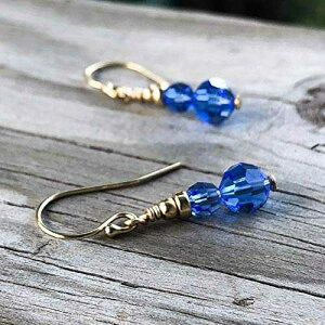 Tt@CA u[ NX^ CO S[h Simple Graces Jewelry Sapphire Blue Crystal Earrings Gold