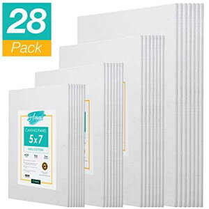 Asani Pre-Primed ting Canvas Panels, 28 Boards Multi-Pack, 5 x 7, 8 x 10, 9 x 12, and 11 x 14, White Cotton Canvases for Acrylic, Oil, Gouache, Tempera t, Art Gift for Kids, Adults, Beginners