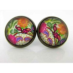 AeB[N S[hg[ yCY[ vg KX X^bh sAX 12mm Summerfield Collection Gold-tone Paisley Print Glass Stud Earrings 12mm