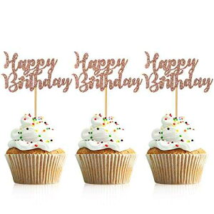 Donoter 48 S[hOb^[ nbs[o[Xf[JbvP[Lgbp[ P[LsbN ap[eB[fR[Vpip ([YS[h) Donoter 48 Pcs Gold Glitter Happy Birthday Cupcake Toppers