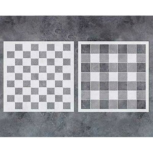 GSS Designs �o�b�t�@���[�`�F�b�N���A�[�g�X�e���V�� (2�p�b�N) - �ǃL�����o�X�Ƌ���n�̊G��p�X�e���V��(12x12�C���`) - �ė��p�\�ȃo�b�t�@���[�`�F�b�N���`�F�b�J�[ DIY�p�^�[���E�H�[