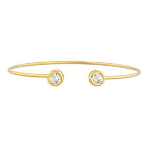 14K �S�[���h �W���R�j�A ���E���h �x�[�� �o���O�� �u���X���b�g Elizabeth Jewelry 14Kt Gold Zirconia Round Bezel Bangle Bracelet