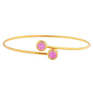 14K S[hsN Tt@CA Eh x[ oO uXbg Elizabeth Jewelry 14Kt Gold Created Pink Sapphire Round Bezel Bangle Bracelet