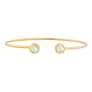 14K S[hzCg Tt@CA Eh x[ oO uXbg Elizabeth Jewelry 14Kt Gold Created White Sapphire Round Bezel Bangle Bracelet