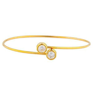14K �S�[���h �W���R�j�A ���E���h �x�[�� �o���O�� �u���X���b�g Elizabeth Jewelry 14Kt Gold Zirconia Round Bezel Bangle Bracelet