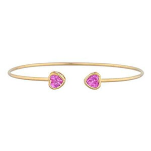 14K S[hsN Tt@CA n[g x[ oO uXbg Elizabeth Jewelry 14Kt Gold Created Pink Sapphire Heart Bezel Bangle Bracelet