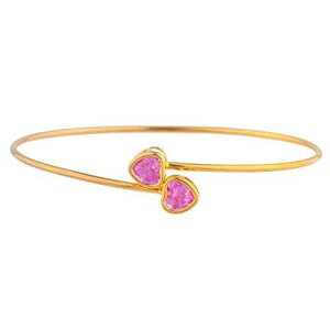14K S[hsN Tt@CA n[g x[ oO uXbg Elizabeth Jewelry 14Kt Gold Created Pink Sapphire Heart Bezel Bangle Bracelet