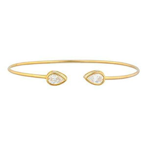 14K S[hzCg Tt@CA yA x[ oO uXbg Elizabeth Jewelry 14Kt Gold Created White Sapphire Pear Bezel Bangle Bracelet