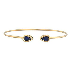 14K S[hu[ Tt@CA yA x[ oO uXbg Elizabeth Jewelry 14Kt Gold Created Blue Sapphire Pear Bezel Bangle Bracelet