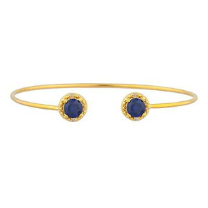 14K S[hu[ Tt@CA & _Ch Eh oO uXbg Elizabeth Jewelry 14Kt Gold Created Blue Sapphire & Diamond Round Bangle Bracelet