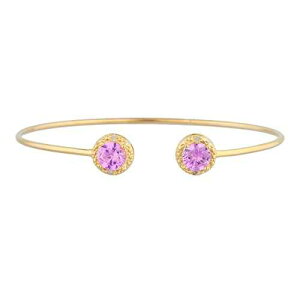 14K S[hsN Tt@CA & _Ch Eh oO uXbg Elizabeth Jewelry 14Kt Gold Created Pink Sapphire & Diamond Round Bangle Bracelet