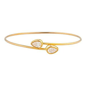14K S[hzCg Tt@CA yA x[ oO uXbg Elizabeth Jewelry 14Kt Gold Created White Sapphire Pear Bezel Bangle Bracelet