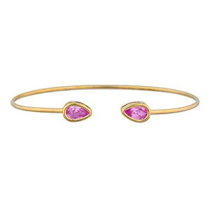 14K S[hsN Tt@CA yA x[ oO uXbg Elizabeth Jewelry 14Kt Gold Created Pink Sapphire Pear Bezel Bangle Bracelet