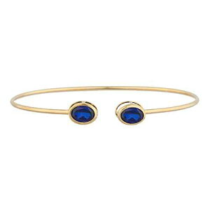 14K S[hu[ Tt@CA I[o x[ oO uXbg Elizabeth Jewelry 14Kt Gold Created Blue Sapphire Oval Bezel Bangle Bracelet