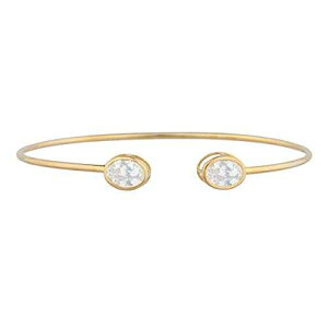 14K S[hzCg Tt@CA I[o x[ oO uXbg Elizabeth Jewelry 14Kt Gold Created White Sapphire Oval Bezel Bangle Bracelet