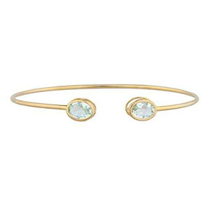 14K �S�[���h �{���̃A�N�A�}���� �I�[�o�� �x�[�� �o���O�� �u���X���b�g Elizabeth Jewelry 14Kt Gold Genuine Aquamarine Oval Bezel Bangle Bracelet