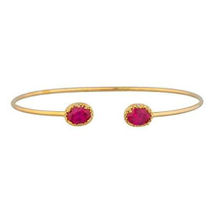 14K �S�[���h�����r�[ & �_�C�������h �I�[�o�� �o���O�� �u���X���b�g Elizabeth Jewelry 14Kt Gold Created Ruby & Diamond Oval Bangle Bracelet