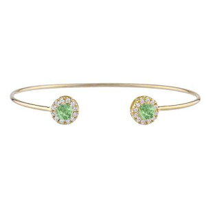 14K S[h V~[g O[ Tt@CA n[ fUC oO uXbg Elizabeth Jewelry 14Kt Gold Simulated Green Sapphire Halo Design Bangle Bracelet