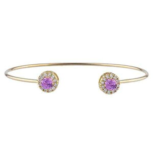 14K S[hsN Tt@CA n[ fUC oO uXbg Elizabeth Jewelry 14Kt Gold Created Pink Sapphire Halo Design Bangle Bracelet