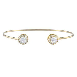 14K S[hzCg Tt@CA n[ fUC oO uXbg Elizabeth Jewelry 14Kt Gold Created White Sapphire Halo Design Bangle Bracelet