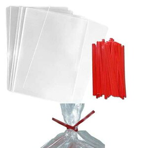 Rise8 Studios 100 Clear Treat & Favor Bags / Twist Ties Included / Great For Cake Pops, Candy, Gifts, Wedding or Party Favors / Food Safe Plastic / Stronger Than Cellophane / 1.5 Mils Thickness / 4 x 6