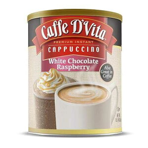 Caffe D'Vita White Chocolate Raspberry Cappuccino Mix - Instant Cappuccino Mix, Gluten Free, No Cholesterol, No Hydrogenated Oils, No Trans Fat, 99% Caffeine Free, White Chocolate Powder - 16 Oz Can, 6-Pack
