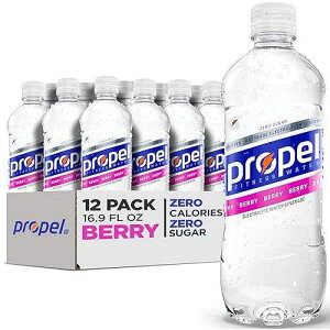 Propel Electrolyte Enhanced Water Sports Drink, Berry Flavored Water, Zero Calorie & Zero Sugar Hydration with Electrolytes and Vitamins C & E, 16.9 fl oz Water Bottles (12 Pack)