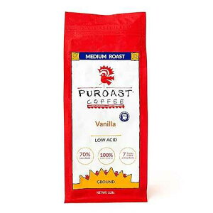 Puroast Low Acid Coffee Flavored Coffee / Vanilla Ground / Medium Roast / High Antioxidants & High pH / No Bitter Aftertaste / Reduced Heartburn & GERD / Suitable for Cold Brew - 2.2 LB Puroast Coffee Puroast Low A