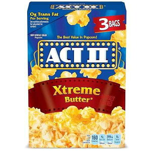 Act II Xtreme Butter Microwave Popcorn, Movie Night Supplies, 2.75 oz., 3-Count Bags (Pack of 12)