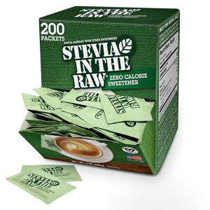 Stevia In The Raw, Plant Based Zero Calorie, No Erythritol, Sugar Substitute, Sugar-Free Sweetener for Coffee, Hot & Cold Drinks, Suitable For Diabetics, Vegan, Gluten-Free, 200 Count Packets (1 Pack)
